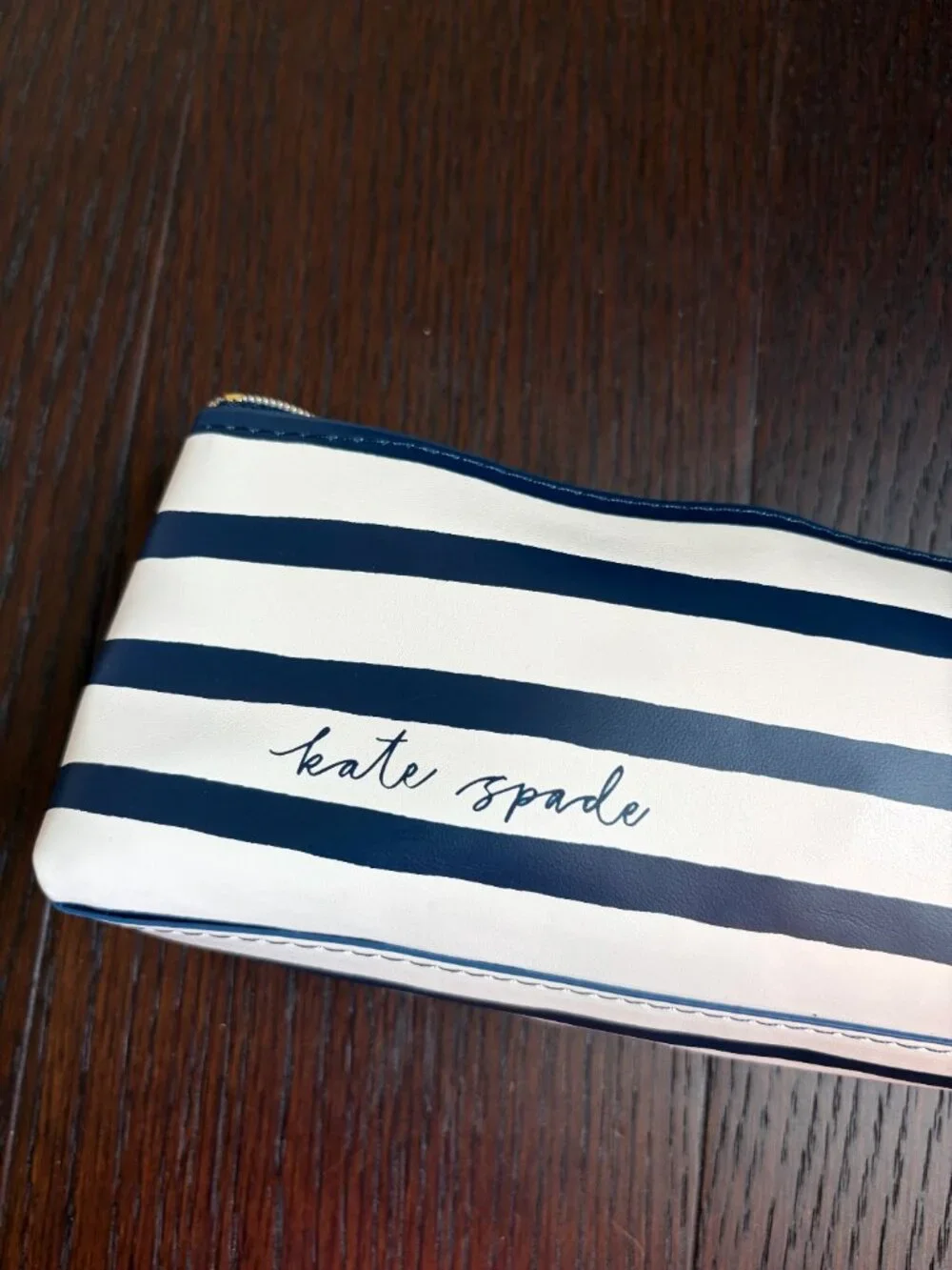 kate spade Painted Stripe Pencil Case (Navy & White)